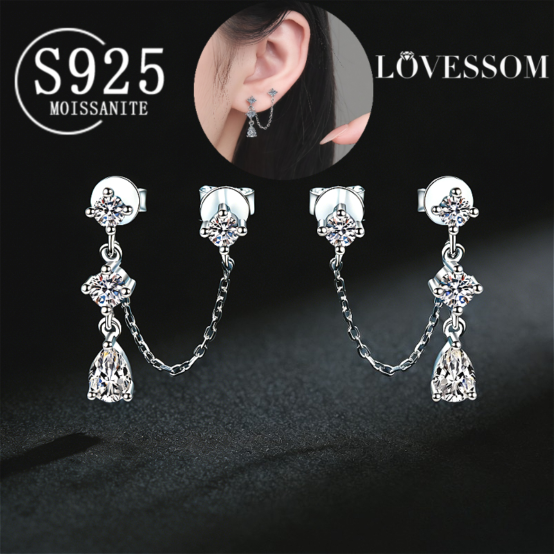 Women's 0.9 Carat Moissanite Tassel Earrings, Elegant Gift